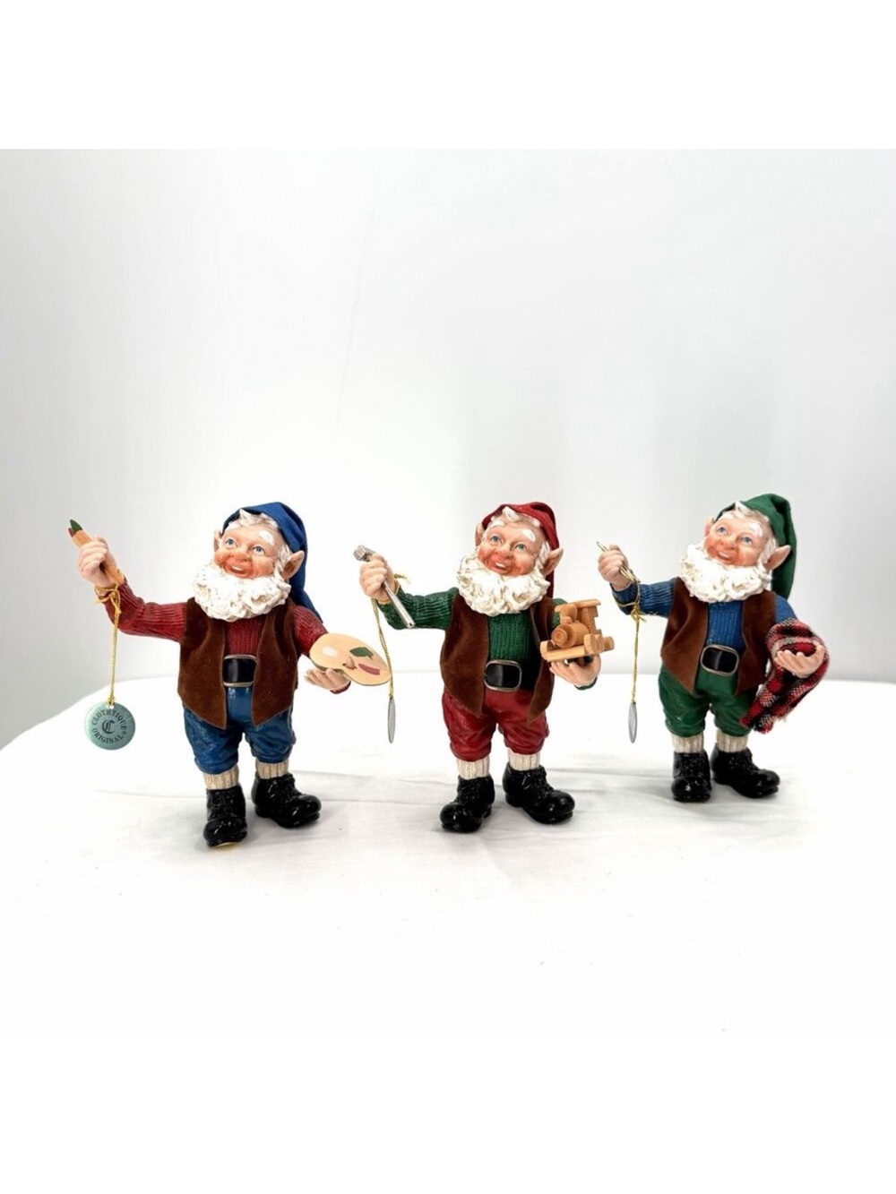 Vintage 93 Possible Dreams Clothtique Christmas Working Elves Figurines Set of 3